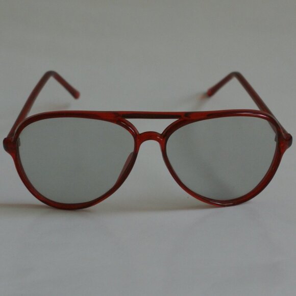 NWOT True Vintage Crystal cranberry red aviator frame w/light tint glass lens - Picture 2 of 6